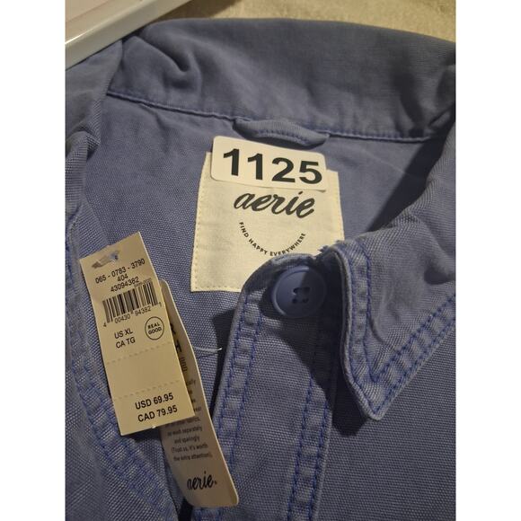 Aerie Womens size XL Canvas Button Up Lifestyle Academia Cropped Chore Jacket - Picture 8 of 8
